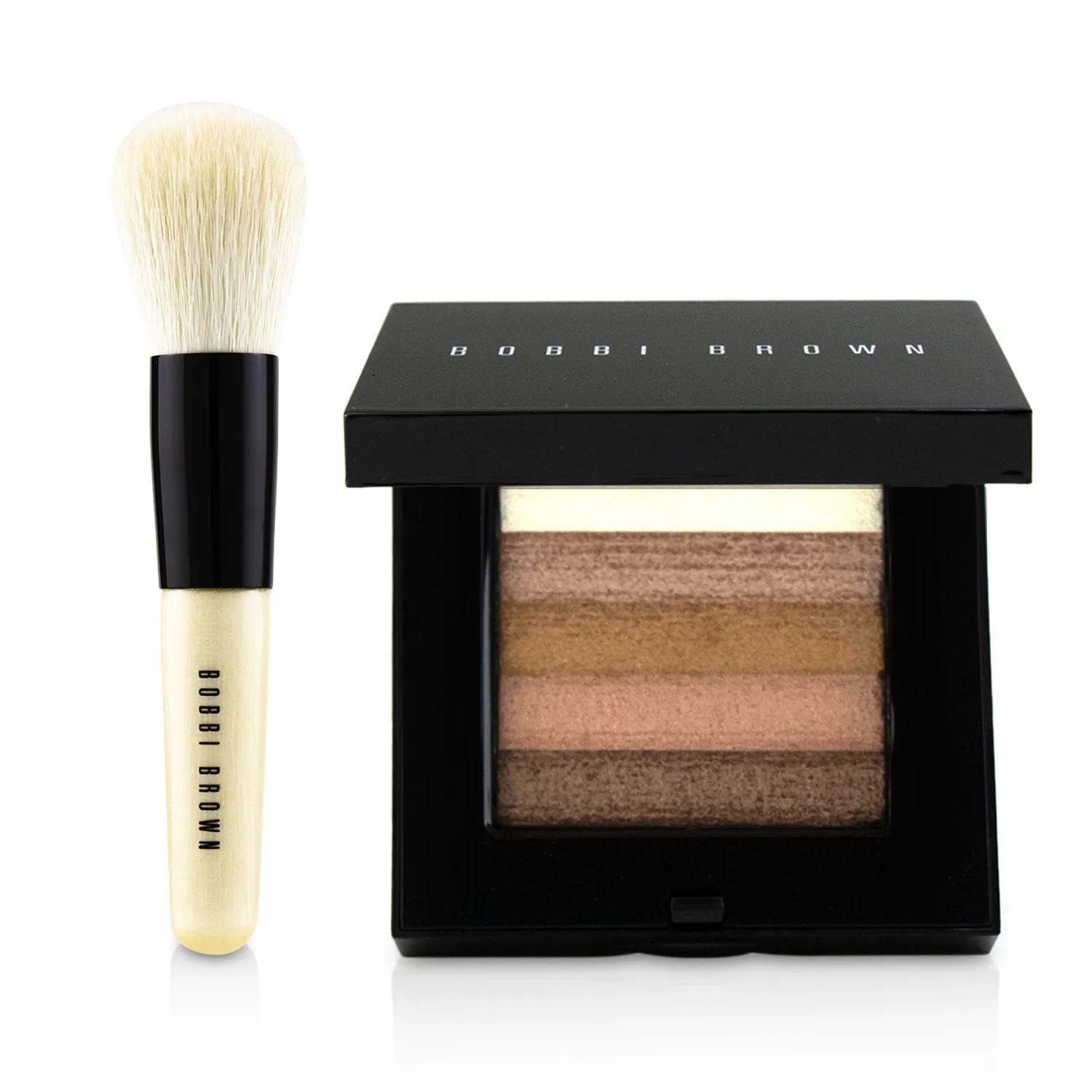 Bobbi Brown Bronze Shimmer Brick Set: Bronze Shimmer Brick Compact   Mini Face Blender Brush (Limited Edition)  2pcs