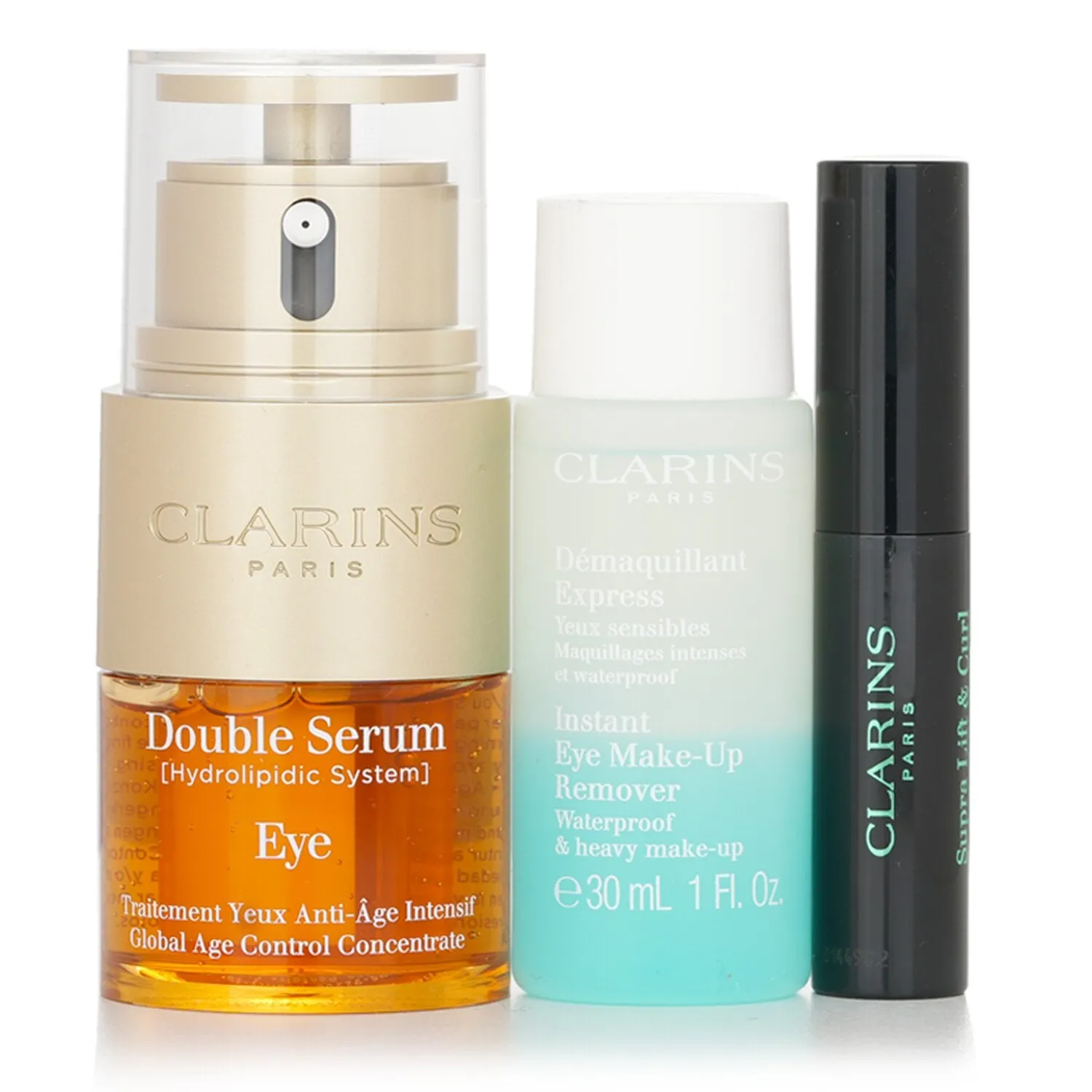 Clarins Clarins Double Serum Eye Set: Double Serum Eye 20ml   Instant Eye Make-up Remover 30ml   Supra Lift & Curl Mascara 3ml  3pcs