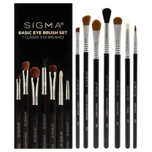 SIGMA Basic Eyes Brush Set by SIGMA for Women - 7 Pc E05 - Eyeliner Brush. E30 - Pencil Brush. E40 - Tapered Blending Brush. E55 - Eye Shading Brush. E60 - Large Shader Brush. E65 - Small Angle Brush. E70 - Medium Angled Shading Brush